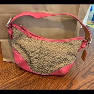 Coach pink and beige logo shoulder bag